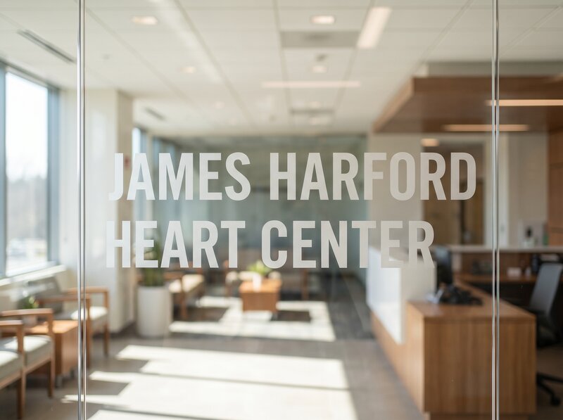 Vinyl cut lettering applied to glass wall